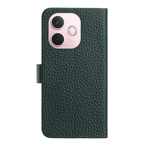 For Oppo A5 Pro 5G (Global)  /  4G (Global) Case Wallet Stand Litchi Texture Genuine Cow Leather Flip Phone Cover