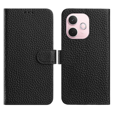 For Oppo A5 Pro 5G (Global)  /  4G (Global) Case Wallet Stand Litchi Texture Genuine Cow Leather Flip Phone Cover