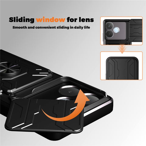For Oppo A5 Pro 5G (Global) Case PC + TPU Kickstand Phone Back Cover with Camera Slider