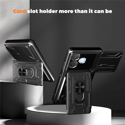 For Oppo A5 Pro 5G (Global) Case PC + TPU Kickstand Phone Back Cover with Camera Slider