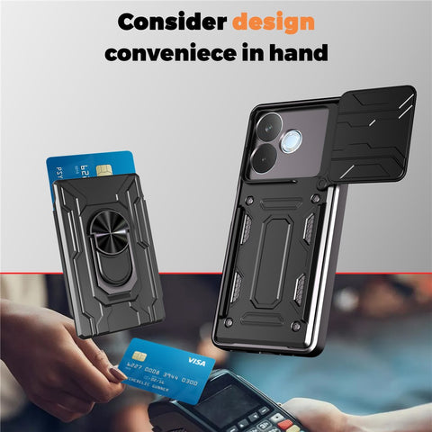 For Oppo A5 Pro 5G (Global) Case PC + TPU Kickstand Phone Back Cover with Camera Slider