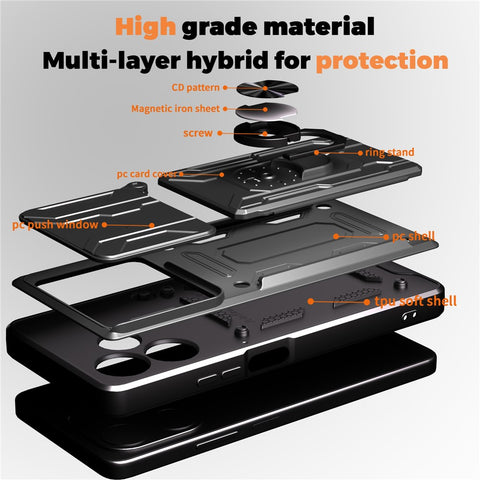 For Oppo A5 Pro 5G (Global) Case PC + TPU Kickstand Phone Back Cover with Camera Slider