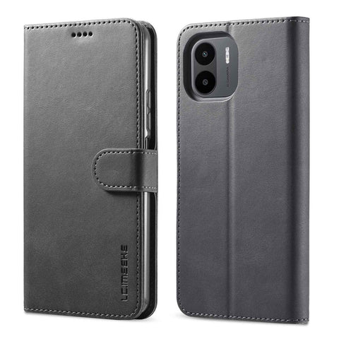 LC.IMEEKE PU Leather Phone Case For Xiaomi Redmi A1 4G / A2 4G , Calf Texture Magnetic Clasp Wallet Stand Full Protection Cell Phone Cover