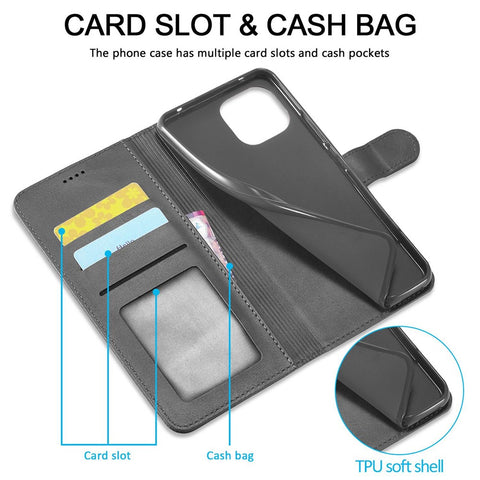 LC.IMEEKE PU Leather Phone Case For Xiaomi Redmi A1 4G / A2 4G , Calf Texture Magnetic Clasp Wallet Stand Full Protection Cell Phone Cover