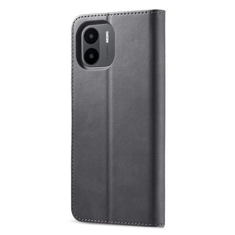 LC.IMEEKE PU Leather Phone Case For Xiaomi Redmi A1 4G / A2 4G , Calf Texture Magnetic Clasp Wallet Stand Full Protection Cell Phone Cover