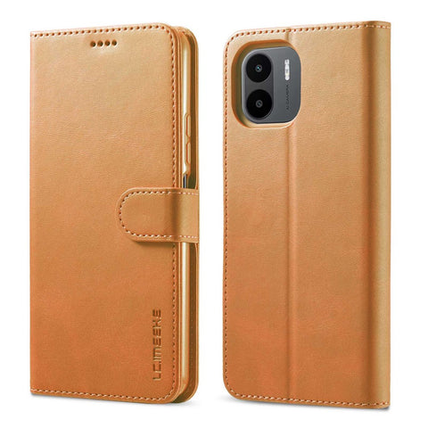 LC.IMEEKE PU Leather Phone Case For Xiaomi Redmi A1 4G / A2 4G , Calf Texture Magnetic Clasp Wallet Stand Full Protection Cell Phone Cover