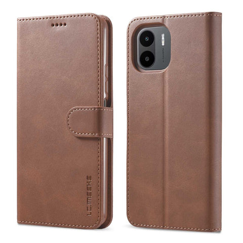 LC.IMEEKE PU Leather Phone Case For Xiaomi Redmi A1 4G / A2 4G , Calf Texture Magnetic Clasp Wallet Stand Full Protection Cell Phone Cover