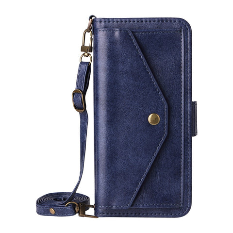 For Oppo A5 Pro 5G (Global)  /  A5 Pro 4G (Global) Leather Case Magnetic Closure Wallet Stand Phone Cover with Crossbody Strap