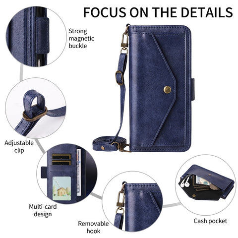 For Oppo A5 Pro 5G (Global)  /  A5 Pro 4G (Global) Leather Case Magnetic Closure Wallet Stand Phone Cover with Crossbody Strap