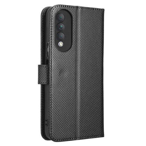Magnetic Closure Cell Phone Cover For Honor X20 SE / Huawei nova 10z 4G, Diamond Texture PU Leather Stand Anti-fall Flip Wallet Phone Cover with Strap