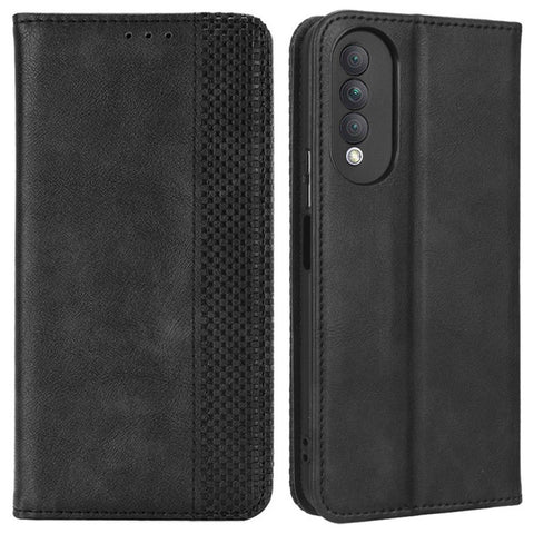 Retro Texture Imprinted Phone Case For Huawei nova 10z 4G / Honor X20 SE, PU Leather Wallet Stand Magnetic Auto-absorbed Anti-scratch Smartphone Cover