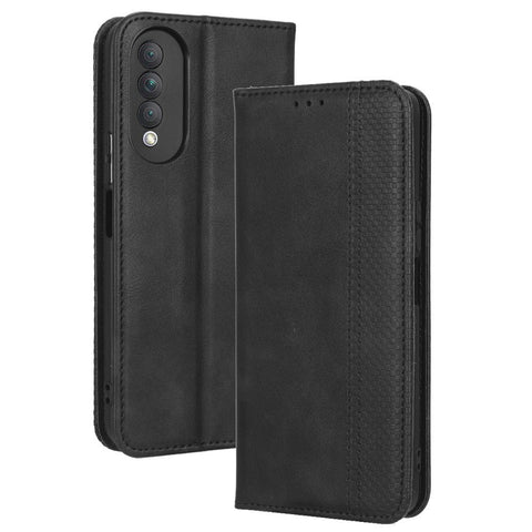 Retro Texture Imprinted Phone Case For Huawei nova 10z 4G / Honor X20 SE, PU Leather Wallet Stand Magnetic Auto-absorbed Anti-scratch Smartphone Cover