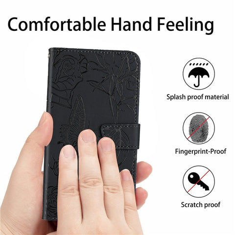 For Xiaomi 12 Lite NE 5G HT03 Imprinted Butterfly Flowers Flip Phone Cover Skin-touch PU Leather Magnetic Closure Wallet Stand Case with Shoulder Strap