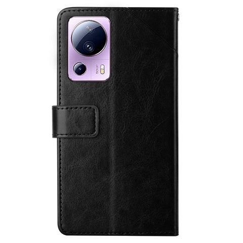 Anti-scratch Phone Cover For Xiaomi 12 Lite NE 5G, HT01 PU Leather Imprinted Y-Shaped Lines Anti-fall Phone Case Wallet Stand with Strap