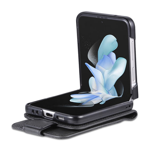 AZNS For Samsung Galaxy Z Flip3 5G Shockproof Case Cowhide Texture PU Leather Case Magnetic Closure Folio Flip Phone Cover with Card Slot