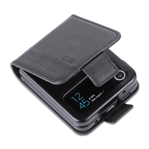 AZNS For Samsung Galaxy Z Flip3 5G Shockproof Case Cowhide Texture PU Leather Case Magnetic Closure Folio Flip Phone Cover with Card Slot