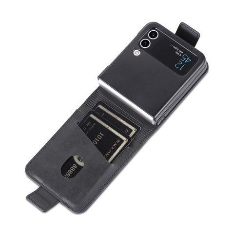 AZNS For Samsung Galaxy Z Flip3 5G Shockproof Case Cowhide Texture PU Leather Case Magnetic Closure Folio Flip Phone Cover with Card Slot