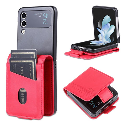 AZNS For Samsung Galaxy Z Flip3 5G Shockproof Case Cowhide Texture PU Leather Case Magnetic Closure Folio Flip Phone Cover with Card Slot