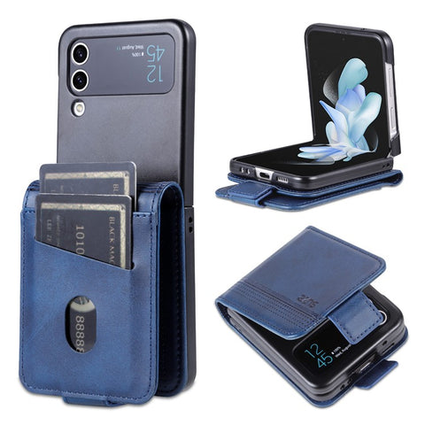 AZNS For Samsung Galaxy Z Flip3 5G Shockproof Case Cowhide Texture PU Leather Case Magnetic Closure Folio Flip Phone Cover with Card Slot