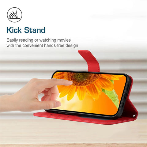 For OnePlus Nord N20 5G / Reno8 Lite 5G / Reno7 Lite 5G / Reno8 Z 5G / Reno7 Z 5G HT04 Phone Case, Fall-proof Skin-Touch PU Leather Imprinted Sunflower Stand Wallet Cover with Hand Strap