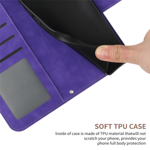 Anti-scratch Skin-touch Phone Case For OnePlus 10T 5G / Ace Pro 5G HT04 Imprinted Sunflower PU Leather Wallet Stand Cover with Shoulder Strap