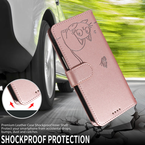For Oppo A5 Energy 5G (China) / Oppo A5 Pro 5G (Global) Case Cat Pattern Imprint Leather Phone Cover with Wrist Strap