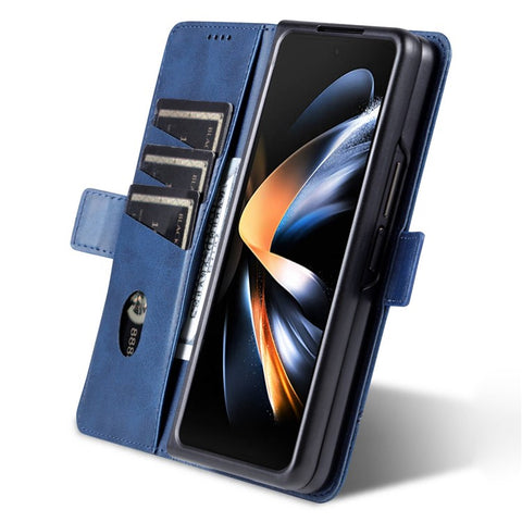 AZNS For Samsung Galaxy Z Fold3 5G Cowhide Texture Wallet Phone Case PU Leather Full Protection Dual Magnetic Clasp Cover