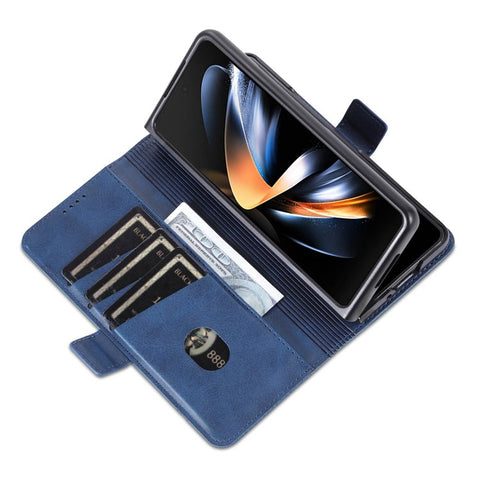 AZNS For Samsung Galaxy Z Fold3 5G Cowhide Texture Wallet Phone Case PU Leather Full Protection Dual Magnetic Clasp Cover