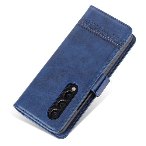 AZNS For Samsung Galaxy Z Fold3 5G Cowhide Texture Wallet Phone Case PU Leather Full Protection Dual Magnetic Clasp Cover