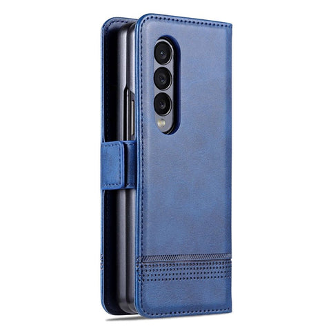 AZNS For Samsung Galaxy Z Fold3 5G Cowhide Texture Wallet Phone Case PU Leather Full Protection Dual Magnetic Clasp Cover