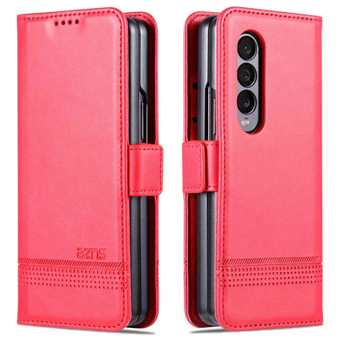 AZNS For Samsung Galaxy Z Fold3 5G Cowhide Texture Wallet Phone Case PU Leather Full Protection Dual Magnetic Clasp Cover