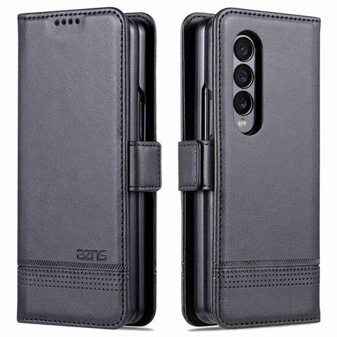 AZNS For Samsung Galaxy Z Fold3 5G Cowhide Texture Wallet Phone Case PU Leather Full Protection Dual Magnetic Clasp Cover