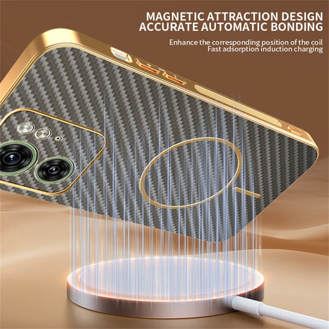 For Motorola Edge 40 5G  /  Edge (2023) 5G Phone Case Carbon Fiber Textured Electroplated TPU Back Cover