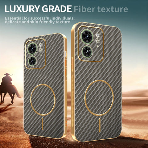 For Motorola Edge 40 5G  /  Edge (2023) 5G Phone Case Carbon Fiber Textured Electroplated TPU Back Cover