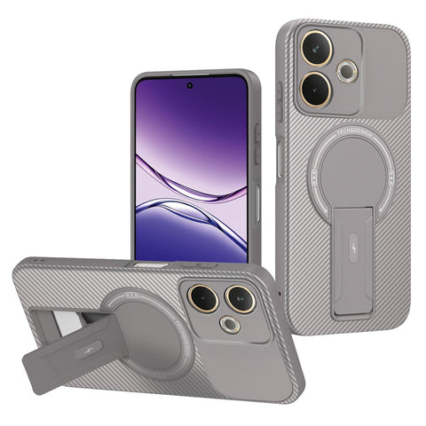 Phone Case For Oppo A5 Pro 4G (Global) / A5 Pro 5G (Global) / A5 Energy 5G (China) Carbon Fiber Texture PC + TPU Cover with Kickstand