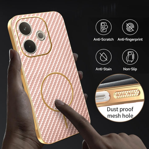 For Oppo A5 Pro 4G (Global) / 5G (Global) Phone Case Carbon Fiber Textured Electroplated TPU Back Cover