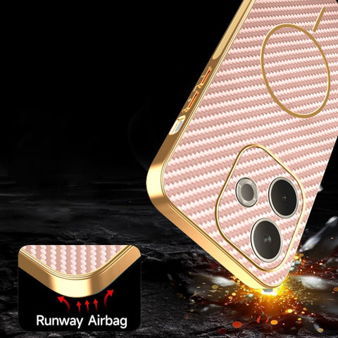 For Oppo A5 Pro 4G (Global) / 5G (Global) Phone Case Carbon Fiber Textured Electroplated TPU Back Cover