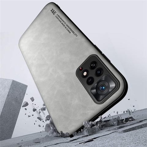 X&E For Xiaomi Redmi Note 11 Pro / Redmi Note 11E Pro 5G Shockproof Case PU Leather Coated TPU+PC Protective Cover Skin-touch Phone Case Built-In Metal Sheet