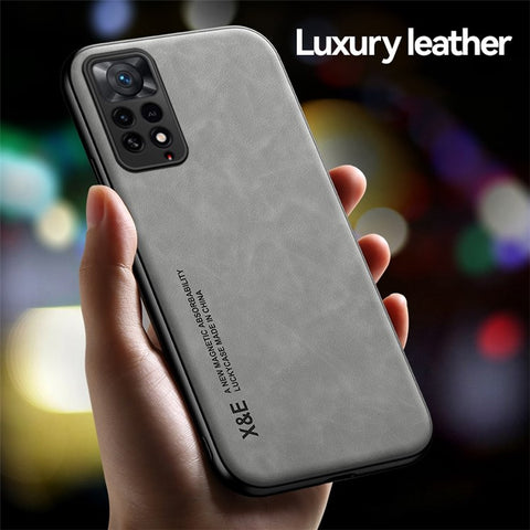 X&E For Xiaomi Redmi Note 11 Pro / Redmi Note 11E Pro 5G Shockproof Case PU Leather Coated TPU+PC Protective Cover Skin-touch Phone Case Built-In Metal Sheet