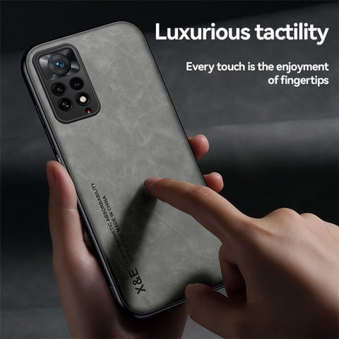X&E For Xiaomi Redmi Note 11 Pro / Redmi Note 11E Pro 5G Shockproof Case PU Leather Coated TPU+PC Protective Cover Skin-touch Phone Case Built-In Metal Sheet