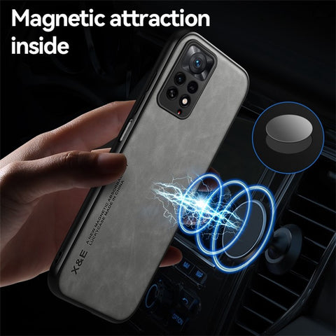 X&E For Xiaomi Redmi Note 11 Pro / Redmi Note 11E Pro 5G Shockproof Case PU Leather Coated TPU+PC Protective Cover Skin-touch Phone Case Built-In Metal Sheet
