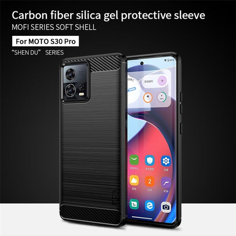 MOFI JK TPU Series-1 for Motorola Moto S30 Pro 5G / Edge 30 Fusion 5G Soft TPU Brushed Phone Case Carbon Fiber Texture Drop-proof Back Cover
