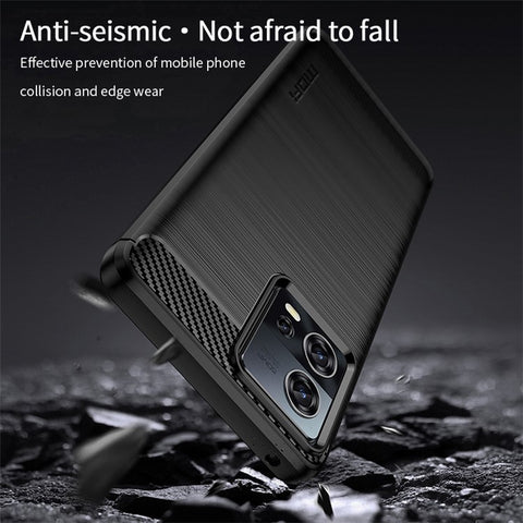 MOFI JK TPU Series-1 for Motorola Moto S30 Pro 5G / Edge 30 Fusion 5G Soft TPU Brushed Phone Case Carbon Fiber Texture Drop-proof Back Cover