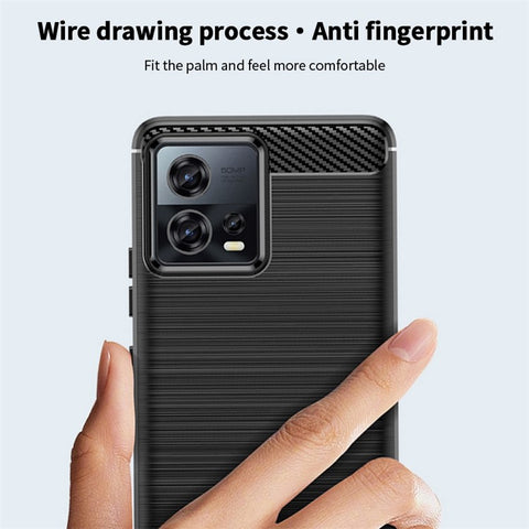 MOFI JK TPU Series-1 for Motorola Moto S30 Pro 5G / Edge 30 Fusion 5G Soft TPU Brushed Phone Case Carbon Fiber Texture Drop-proof Back Cover