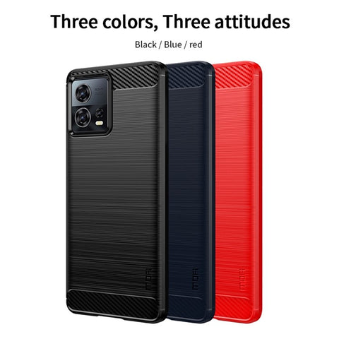 MOFI JK TPU Series-1 for Motorola Moto S30 Pro 5G / Edge 30 Fusion 5G Soft TPU Brushed Phone Case Carbon Fiber Texture Drop-proof Back Cover