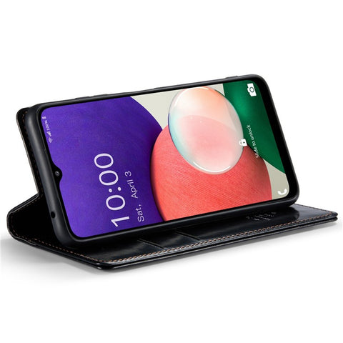 CASEME 003 Series For Samsung Galaxy A22 5G (EU Version) / F42 5G Waxy Texture Phone Wallet Stand Case PU Leather Magnetic Auto Closing Cover