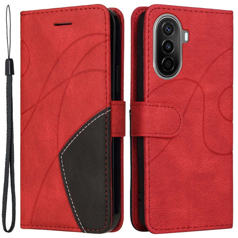 For Huawei nova Y70 4G / Enjoy 50 / nova Y70 Plus 4G Leather Case Wallet Stand Color Splicing Phone Cover