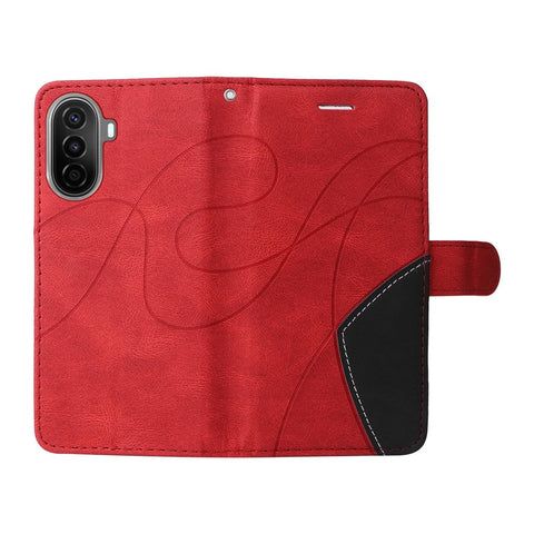 For Huawei nova Y70 4G / Enjoy 50 / nova Y70 Plus 4G Leather Case Wallet Stand Color Splicing Phone Cover
