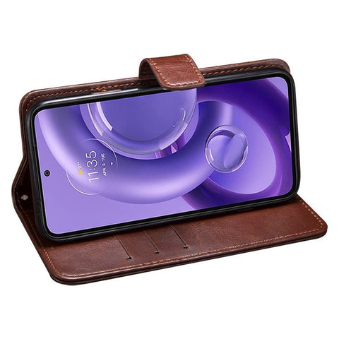 IDEWEI For Motorola Edge 30 Neo 5G PU Leather Folio Flip Phone Case Crazy Horse Texture Stand Wallet Shockproof Cover