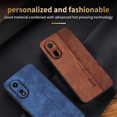 AZNS Anti-scratch Cell Phone Case for Oppo A97 5G, Imprinted Pattern PU Leather Coated TPU Protective Cover